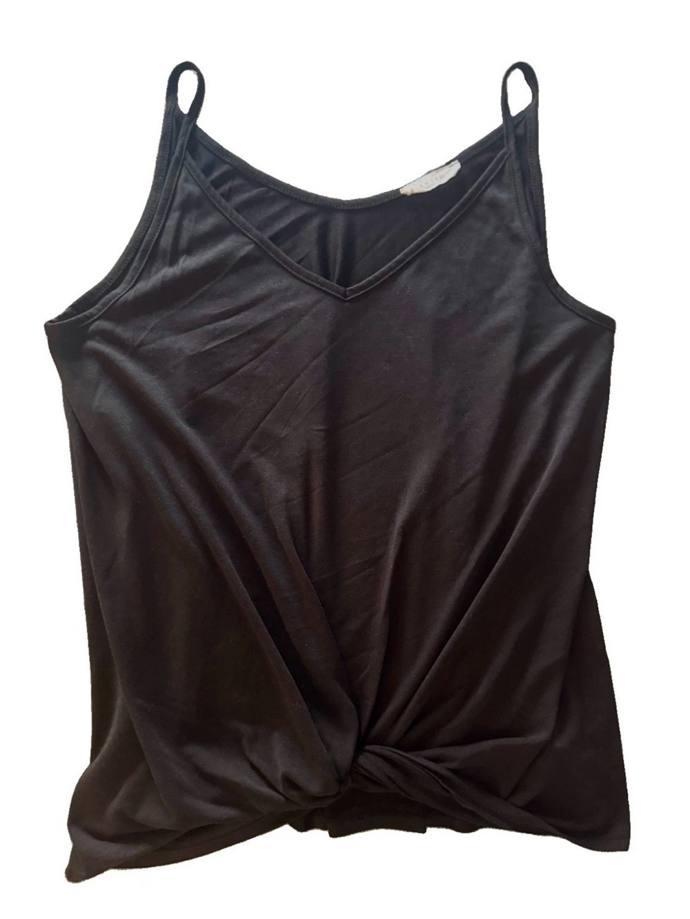 Women Entro USA Black Spaghetti Strap Medium Sleeveless Rolled Hem  Cami #3588